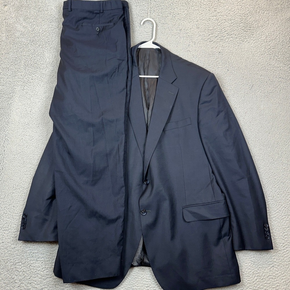 Peter Millar Wool Suit Pants Mens 48T Tall 42X30 Navy Blue Sport Coat Flat Front